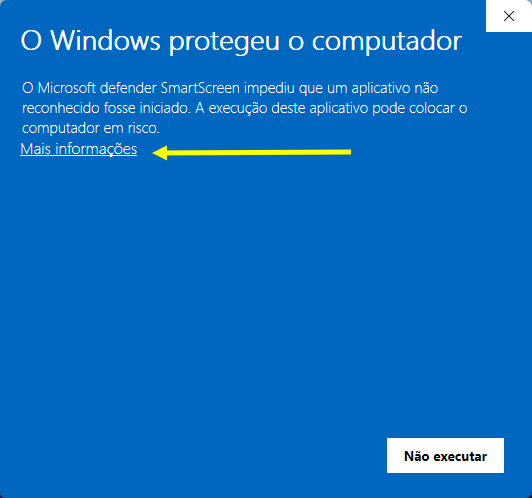 Passo 1: clique em Mais informações na tela do Windows protegido o computador