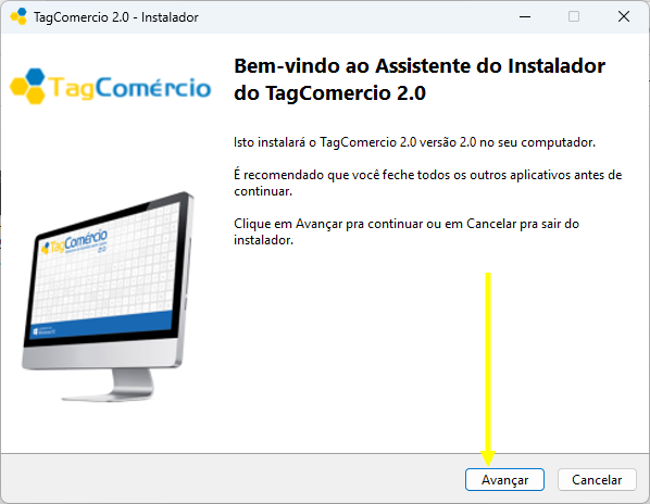 Passo 3: clique em Avançar no assistente de instalação